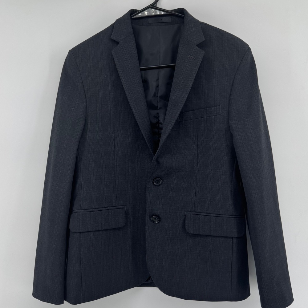 Reaction Kenneth Cole Techni Cole Boys Blazer Suit Jacket‎ Gray Plaid Size 16R